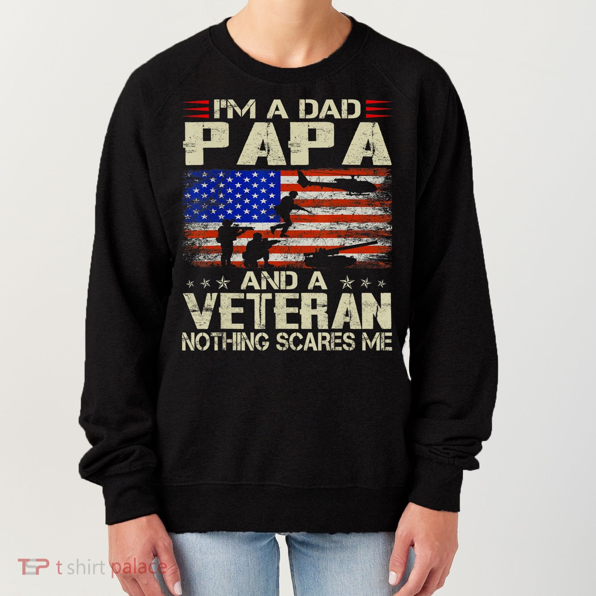 I'm A Dad Papa And Veteran Father's Day Retro Women's Sweatshirt