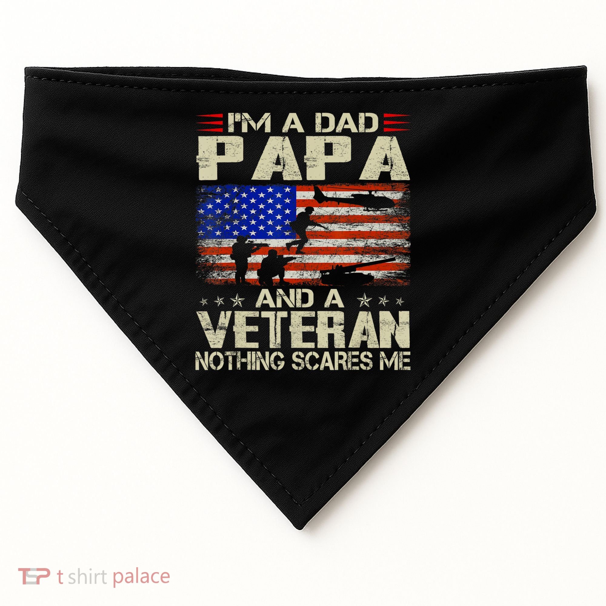 I'm A Dad Papa And Veteran Father's Day Retro USA-Made Doggie Bandana