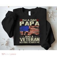 I'm A Dad Papa And Veteran Father's Day Retro Sweatshirt thumb 2