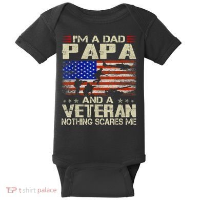 I'm A Dad Papa And Veteran Father's Day Retro Baby Bodysuit