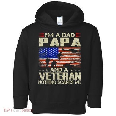 I'm A Dad Papa And Veteran Father's Day Retro Toddler Hoodie