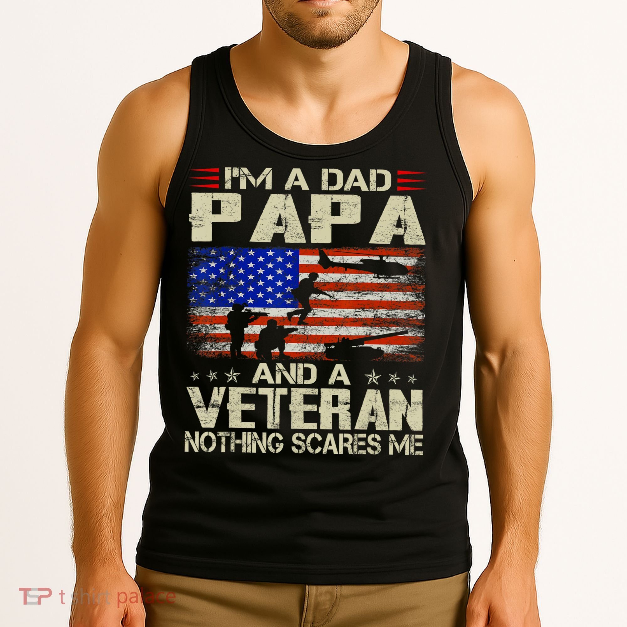 I'm A Dad Papa And Veteran Father's Day Retro Tank Top