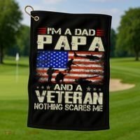 I'm A Dad Papa And Veteran Father's Day Retro Golf Towel thumb 1