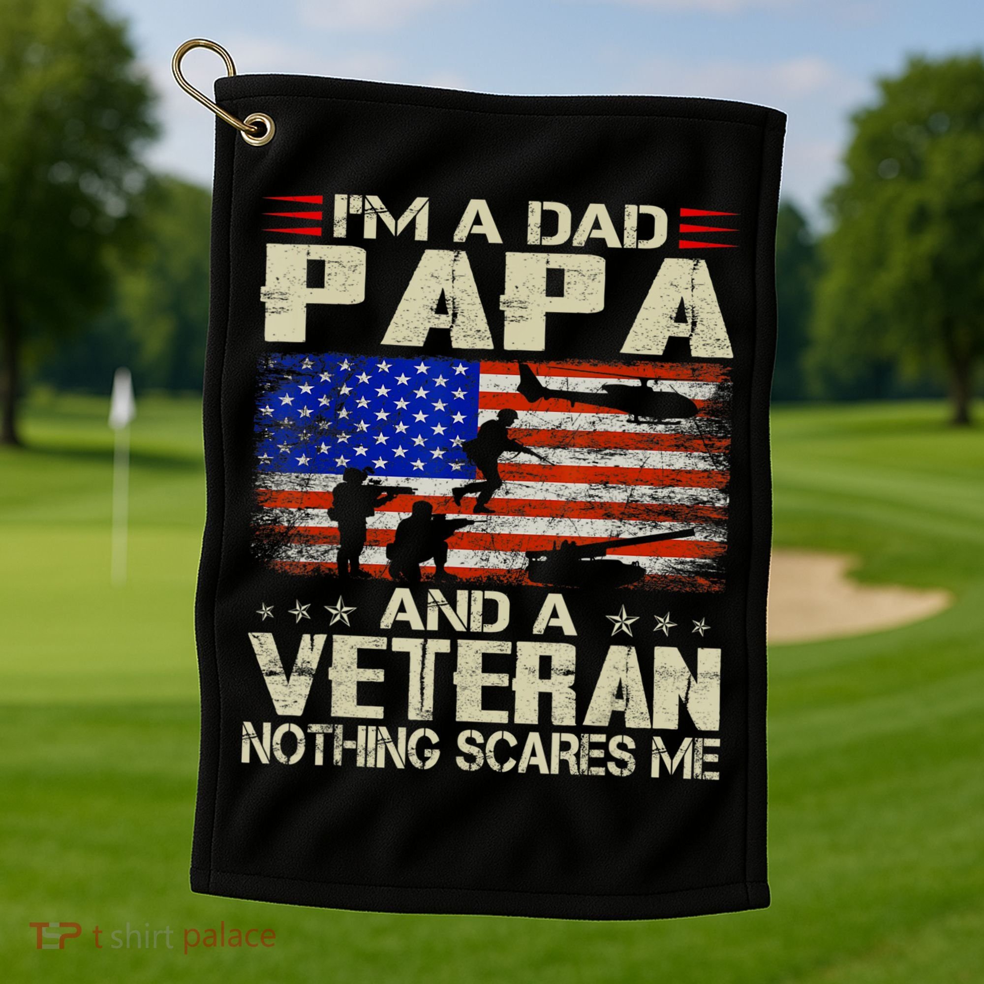 I'm A Dad Papa And Veteran Father's Day Retro Golf Towel