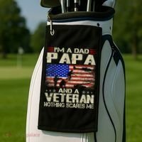 I'm A Dad Papa And Veteran Father's Day Retro Golf Towel thumb 2