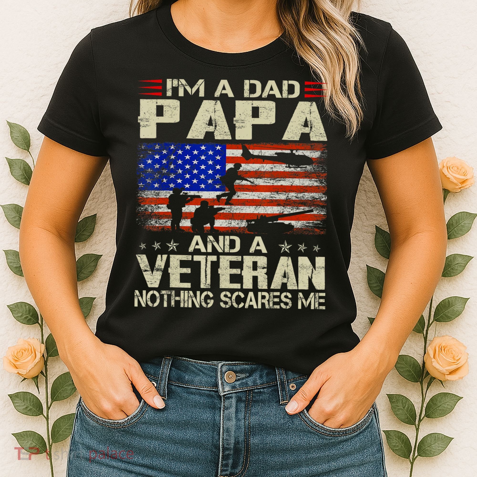 I'm A Dad Papa And Veteran Father's Day Retro Women's T-Shirt