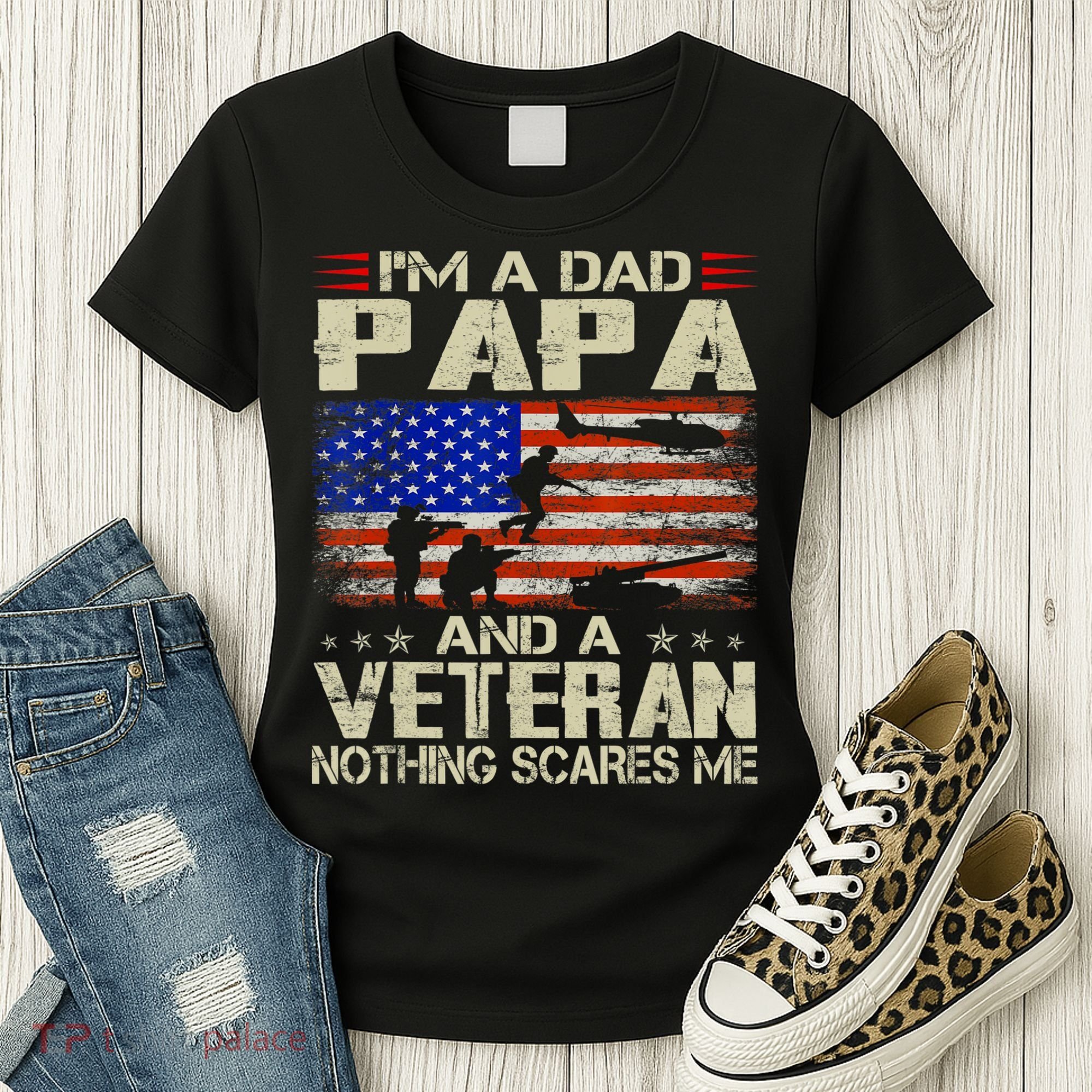 I'm A Dad Papa And Veteran Father's Day Retro Women's T-Shirt