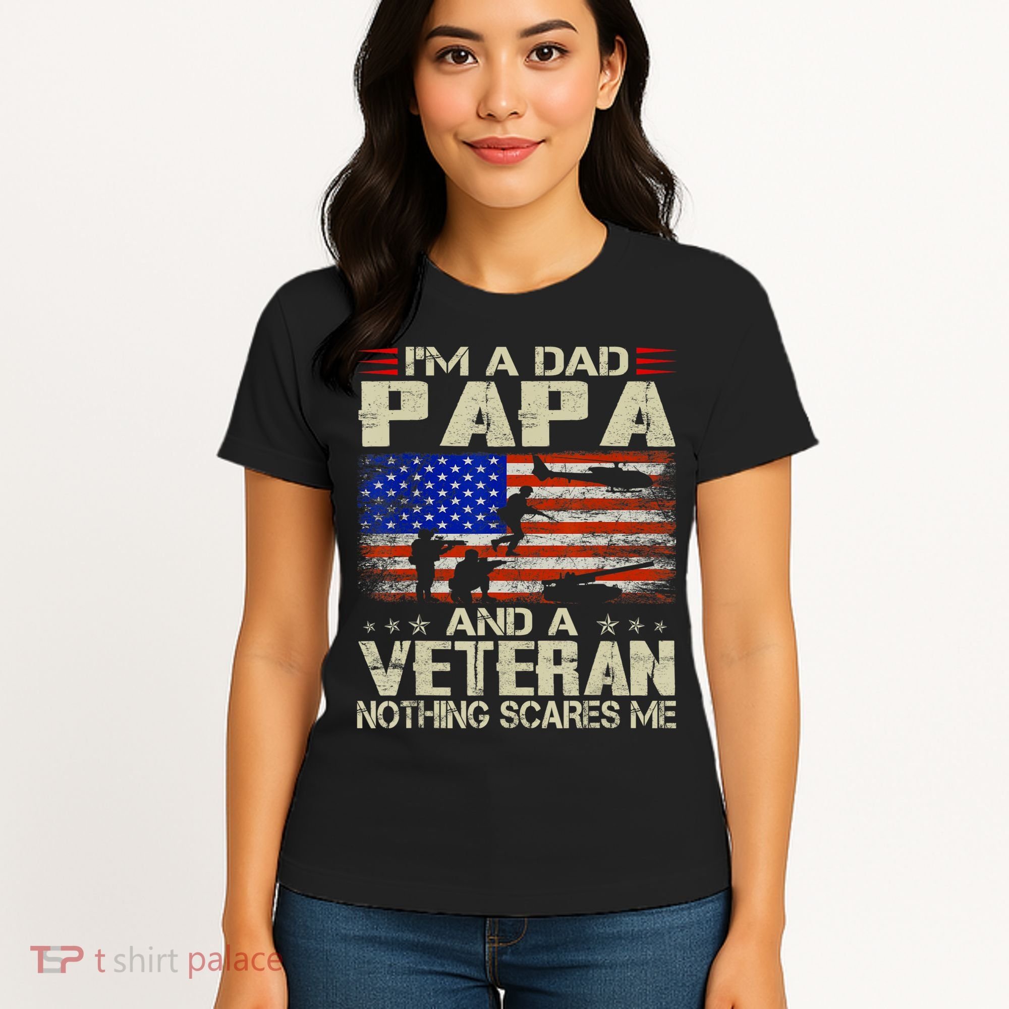 I'm A Dad Papa And Veteran Father's Day Retro Women's T-Shirt
