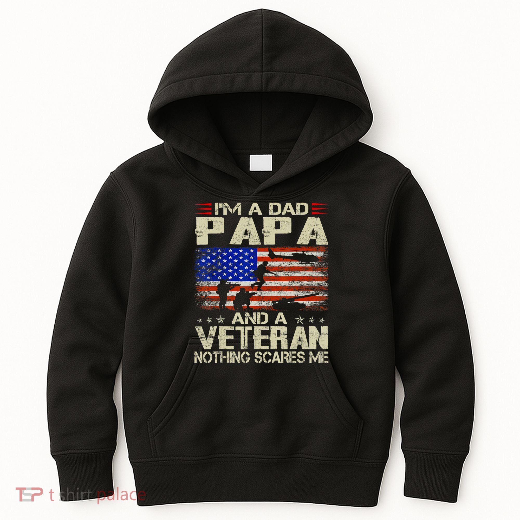 I'm A Dad Papa And Veteran Father's Day Retro Kids Hoodie