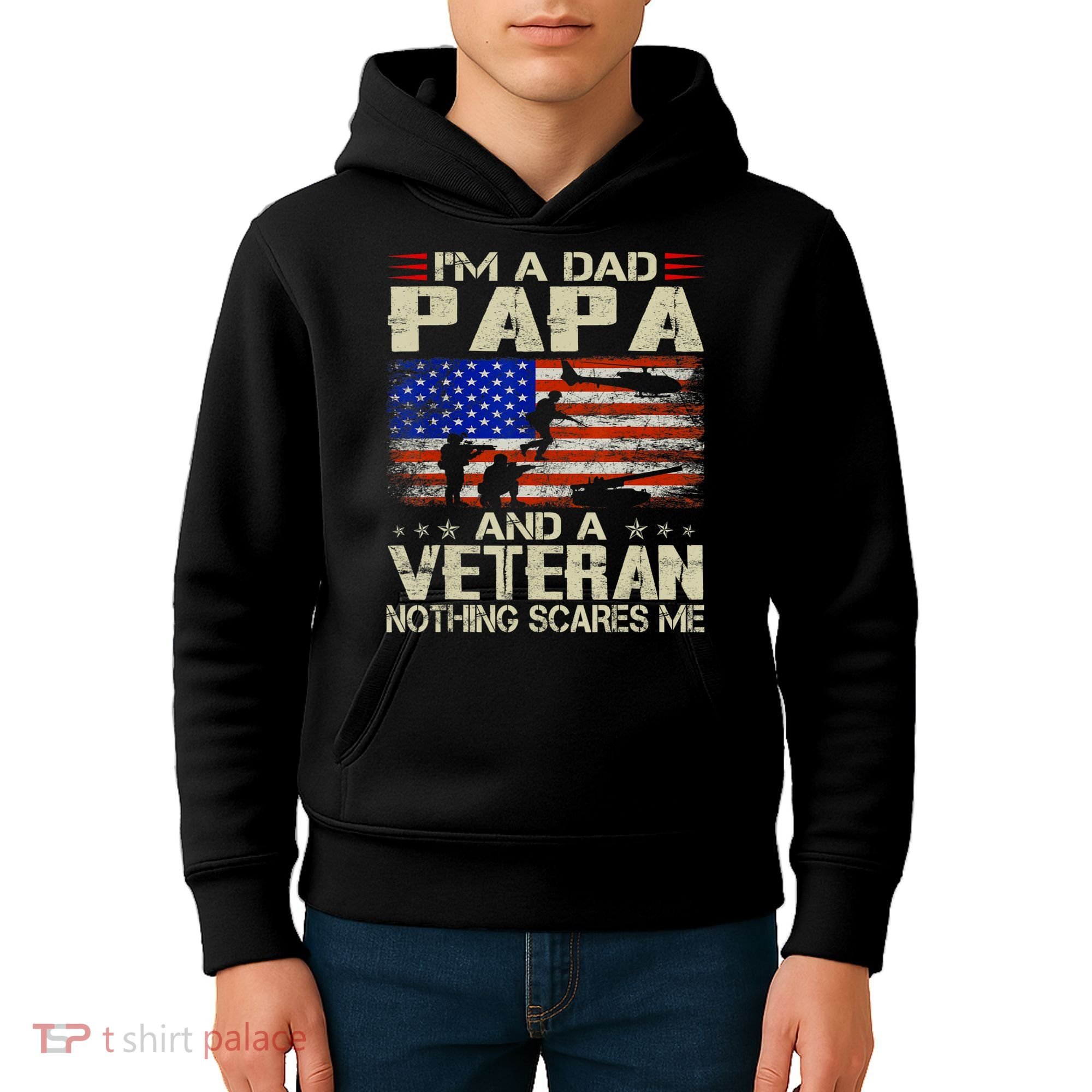 I'm A Dad Papa And Veteran Father's Day Retro Kids Hoodie