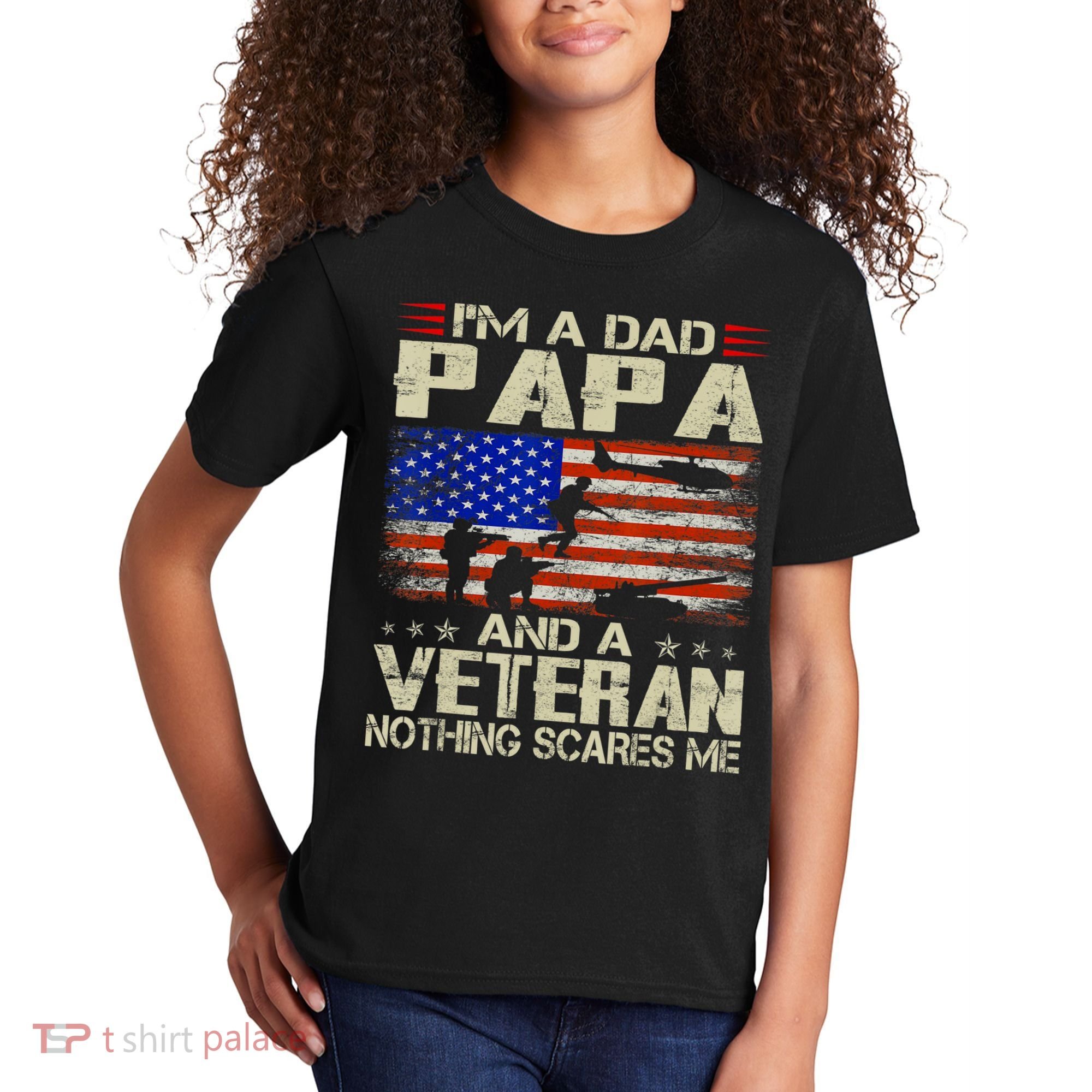 I'm A Dad Papa And Veteran Father's Day Retro Kids T-Shirt