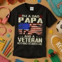 I'm A Dad Papa And Veteran Father's Day Retro Kids T-Shirt thumb 3