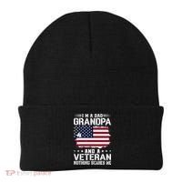 IM A Dad Grandpa And A Veteran Nothing Scares Me Beanie thumb 0