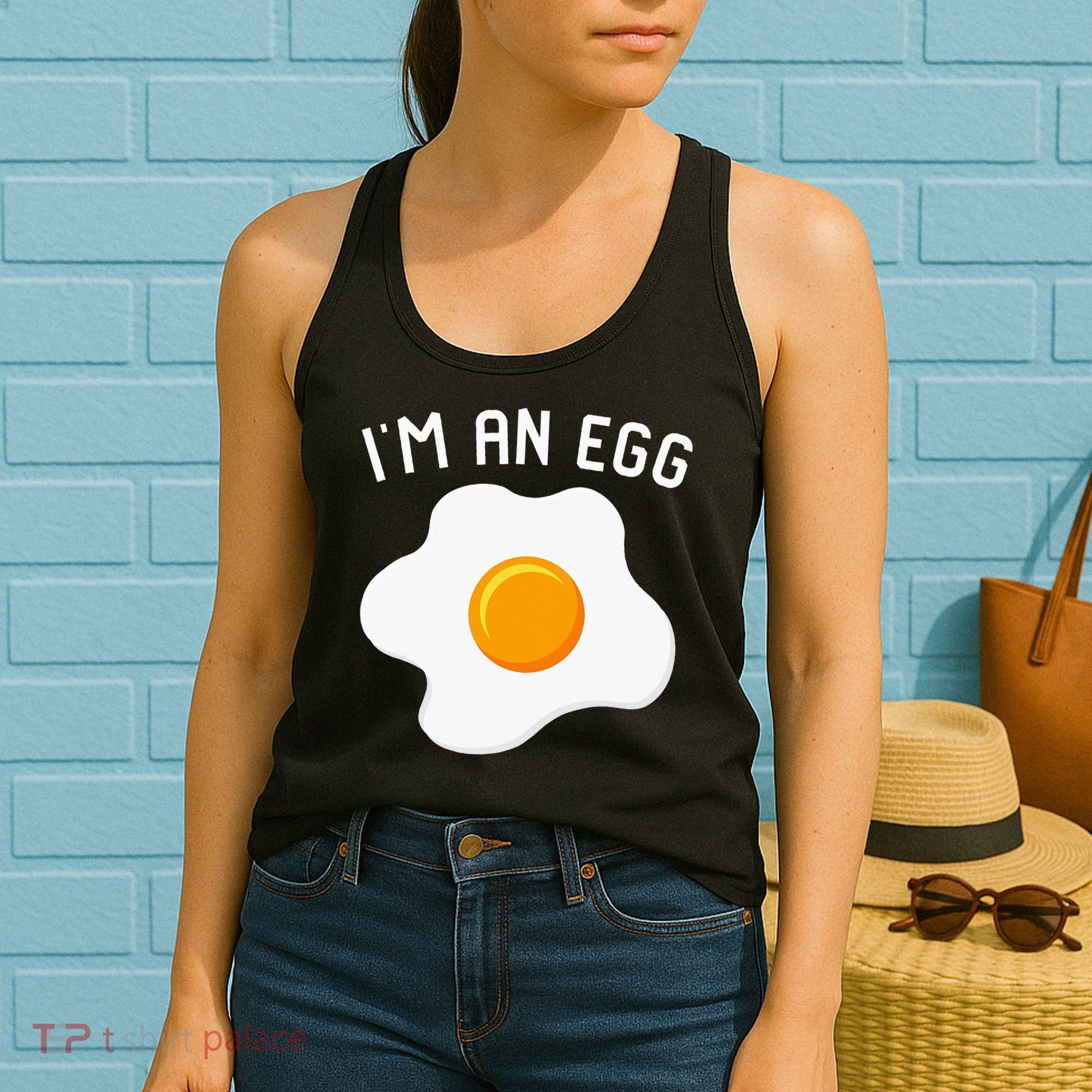 IM An Egg Costume Funny Halloween Present Fried Egg Women's Tank Top