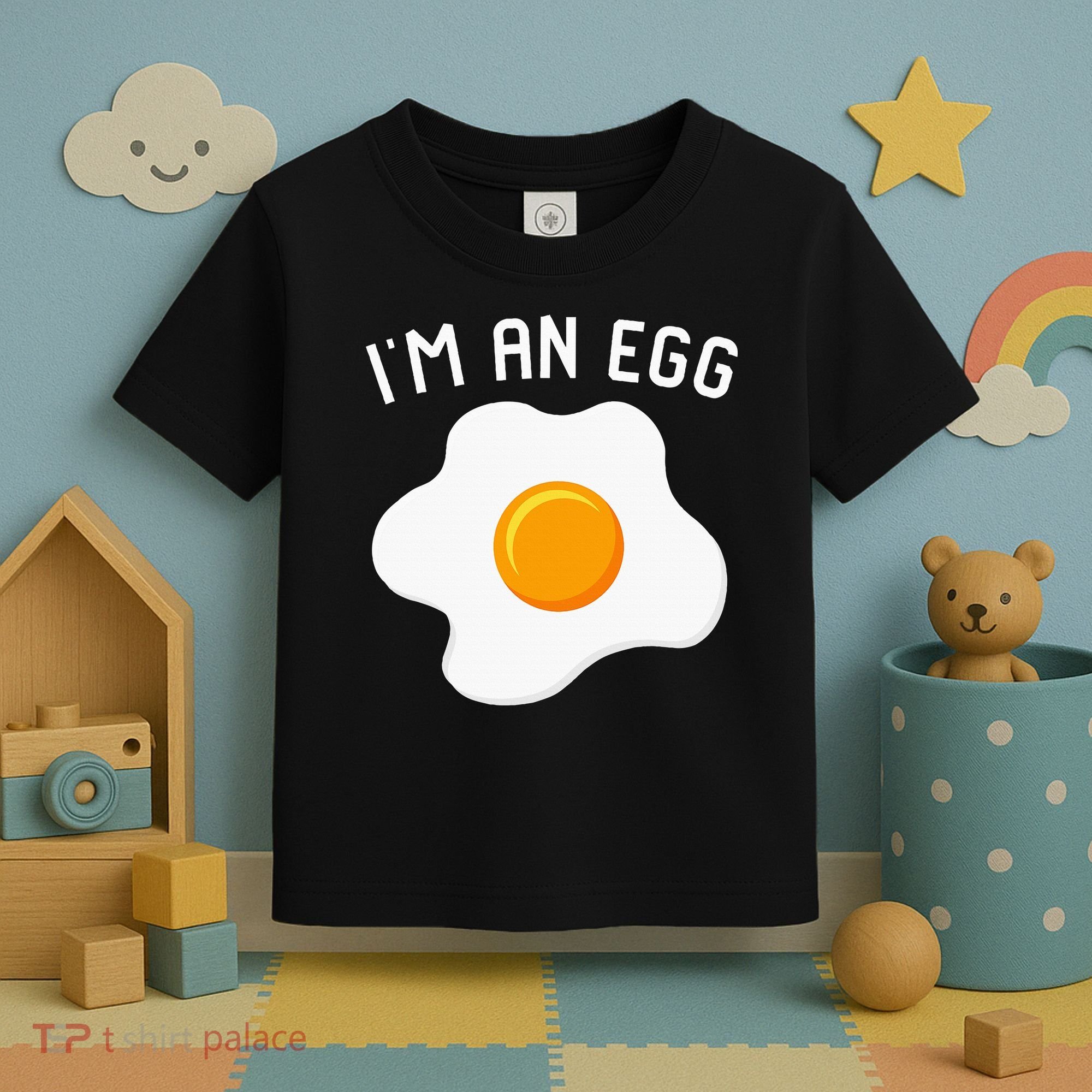IM An Egg Costume Funny Halloween Present Fried Egg Toddler T-Shirt