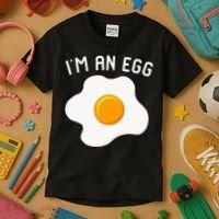 IM An Egg Costume Funny Halloween Present Fried Egg Kids T-Shirt thumb 3