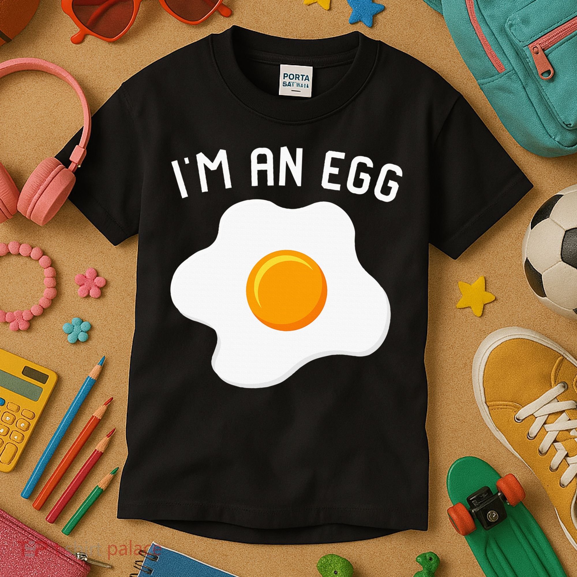 IM An Egg Costume Funny Halloween Present Fried Egg Kids T-Shirt