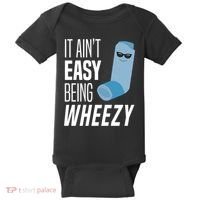 It AinT Easy Being Wheezy Funny Asthma Inhaler Joke Baby Bodysuit thumb 0