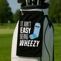 It AinT Easy Being Wheezy Funny Asthma Inhaler Joke Golf Towel thumb 2