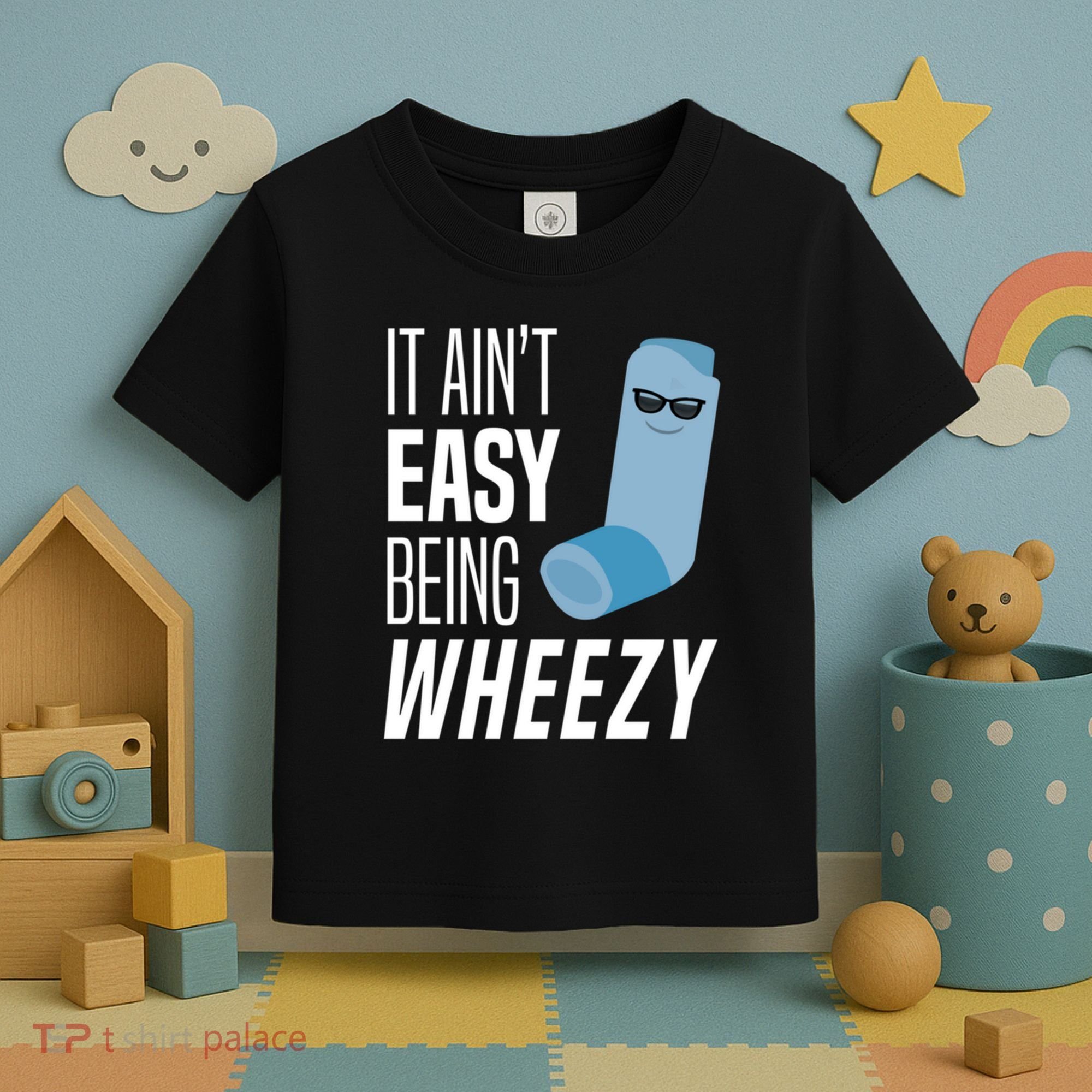 It AinT Easy Being Wheezy Funny Asthma Inhaler Joke Toddler T-Shirt