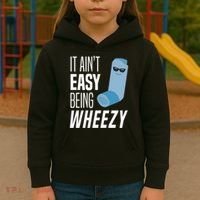 It AinT Easy Being Wheezy Funny Asthma Inhaler Joke Kids Hoodie thumb 3
