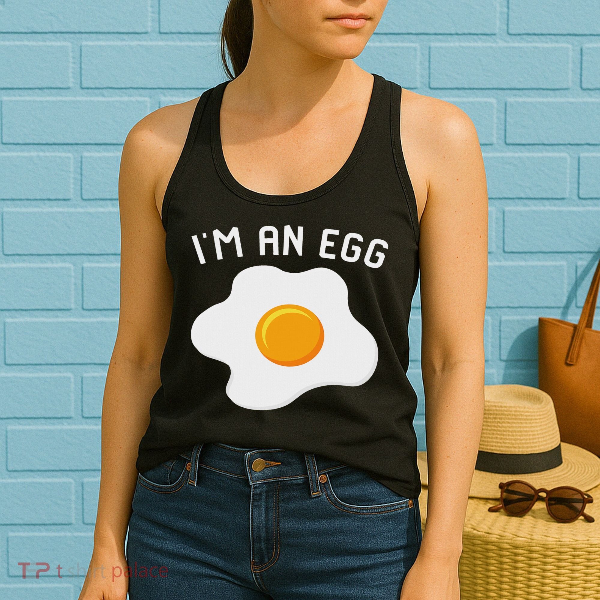 I'm An Egg Costume Funny Halloween Present Fried Egg Costume Women's Tank Top