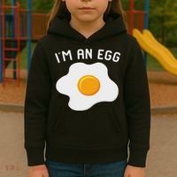 I'm An Egg Costume Funny Halloween Present Fried Egg Costume Kids Hoodie thumb 3