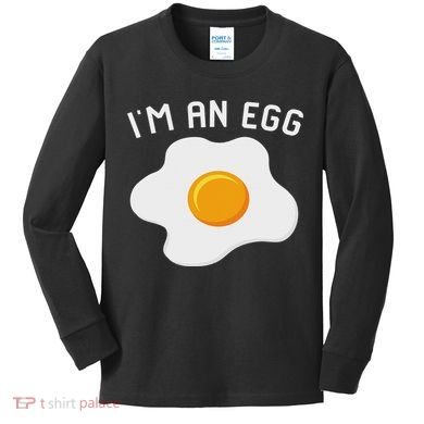 I'm An Egg Costume Funny Halloween Present Fried Egg Costume Kids Long Sleeve Shirt