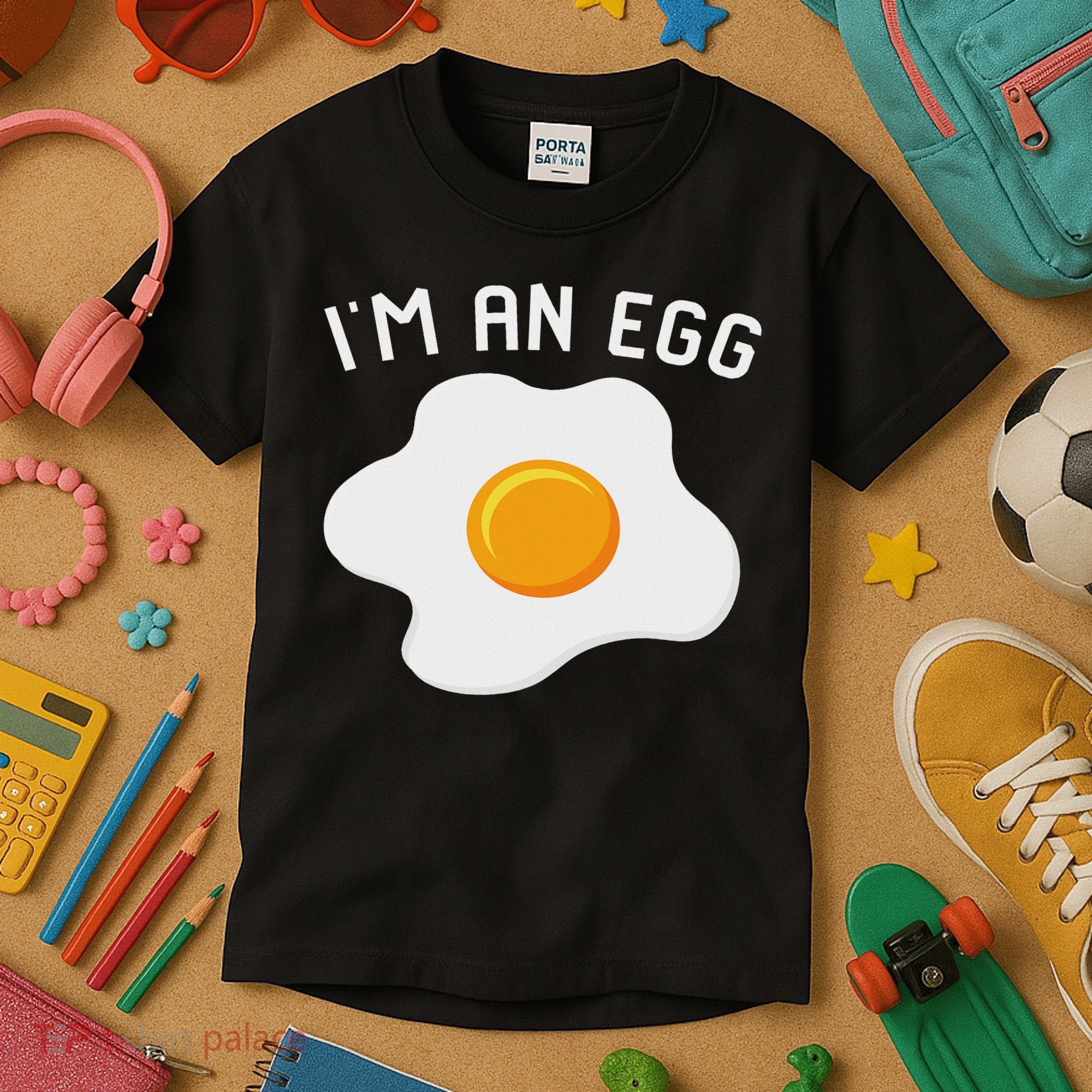 I'm An Egg Costume Funny Halloween Present Fried Egg Costume Kids T-Shirt