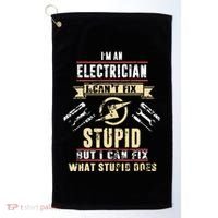 Im An Electrician I Cant Fix Stupid Funny Electrician Gift Golf Towel thumb 0