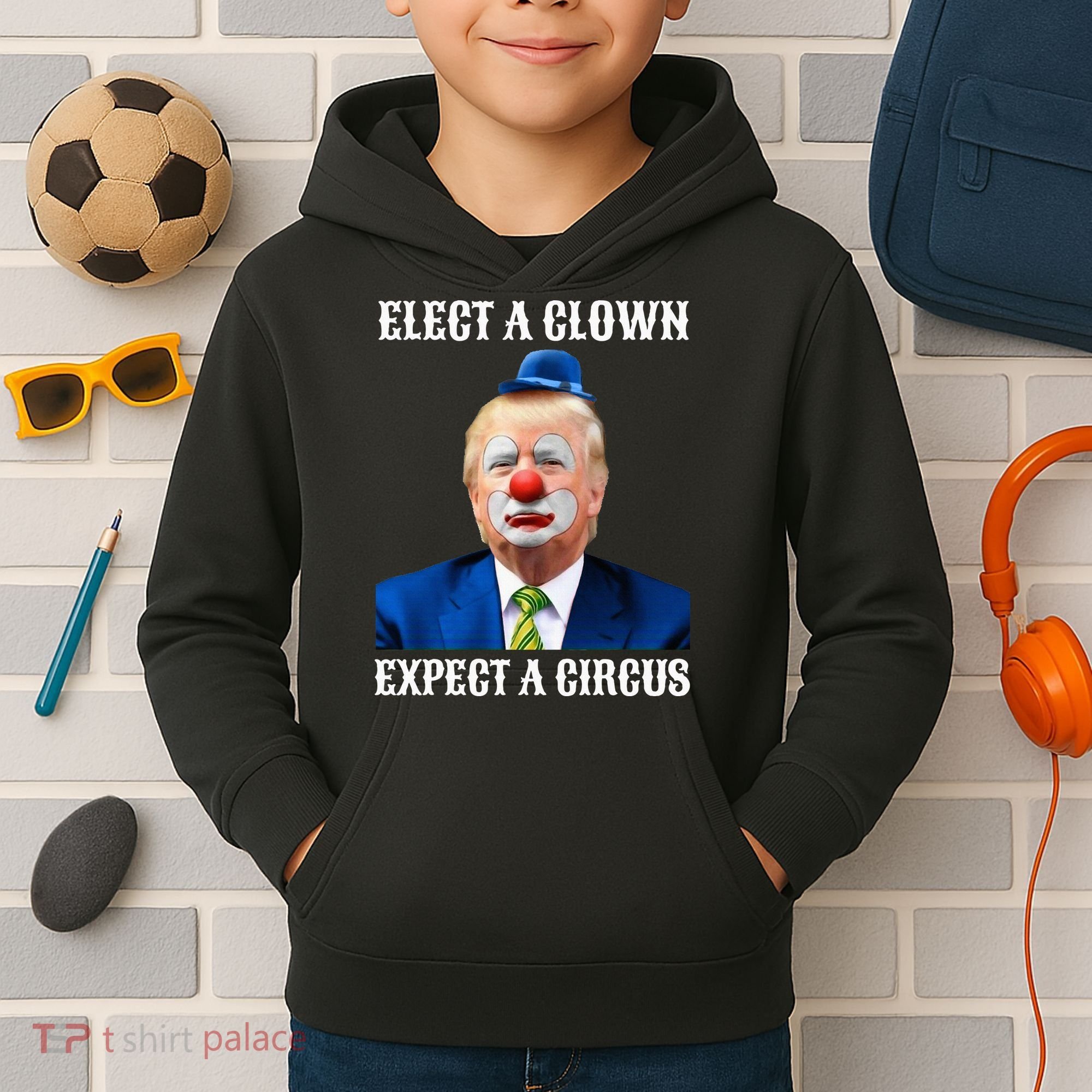 Impeach Antitrump Elect A Clown Expect A Circus Kids Hoodie