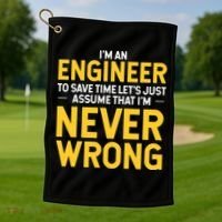 I'm An Engineer To Save Time Golf Towel thumb 1