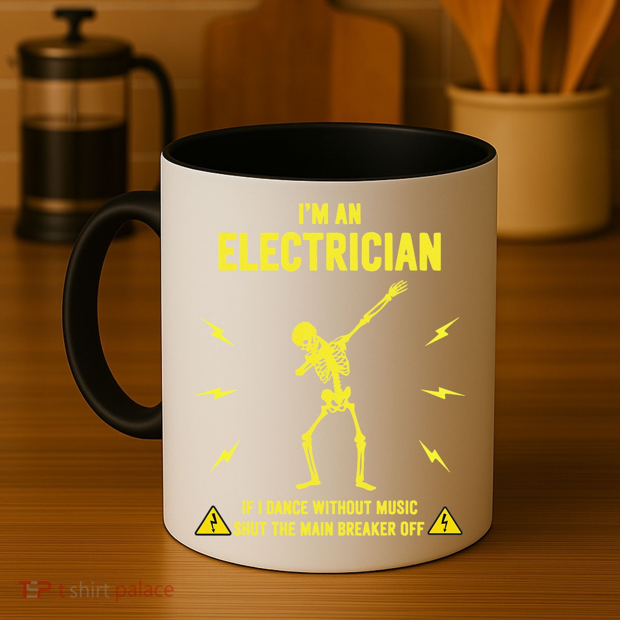 Im An Electrician If I Dance Without Music Funny Skeleton Gift Coffee Mug