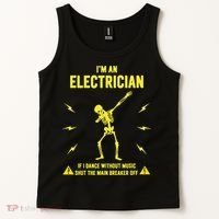 Im An Electrician If I Dance Without Music Funny Skeleton Gift Tank Top thumb 2