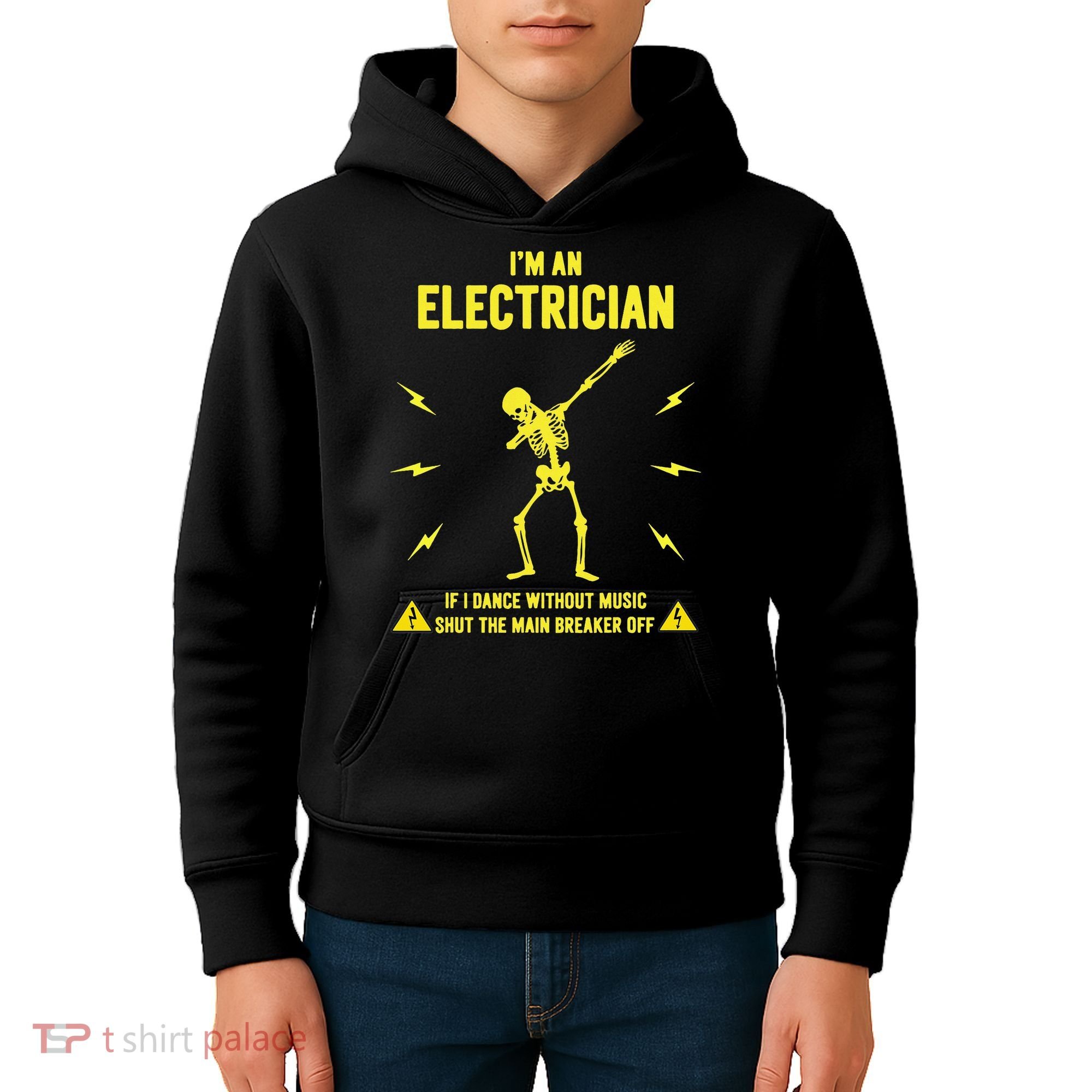 Im An Electrician If I Dance Without Music Funny Skeleton Gift Kids Hoodie
