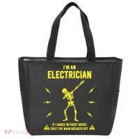 Im An Electrician If I Dance Without Music Funny Skeleton Gift Tote Bag thumb 0
