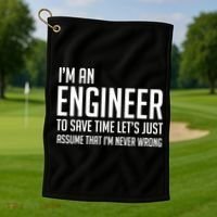 Im An Engineer Lets Just Assume Im Never Wrong Gift Golf Towel thumb 1