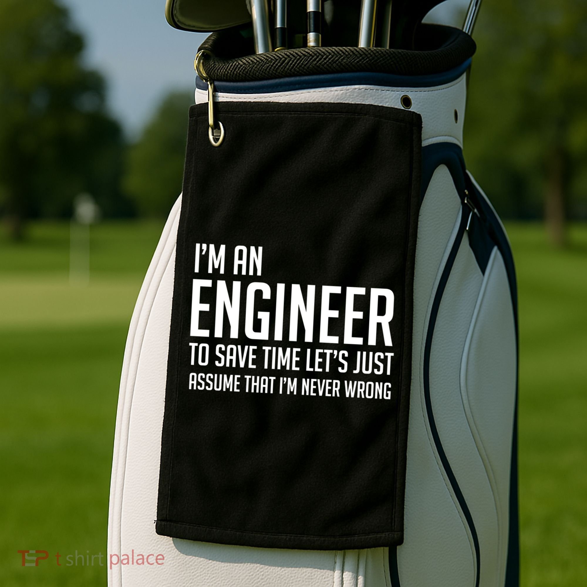 Im An Engineer Lets Just Assume Im Never Wrong Gift Golf Towel