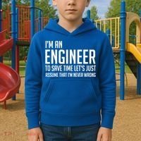 Im An Engineer Lets Just Assume Im Never Wrong Gift Kids Hoodie thumb 2