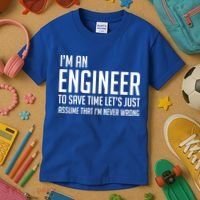 Im An Engineer Lets Just Assume Im Never Wrong Gift Kids T-Shirt thumb 3