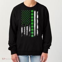Irish American Flag Shamrock Clover Happy St Patrick's Day Women's Sweatshirt thumb 0