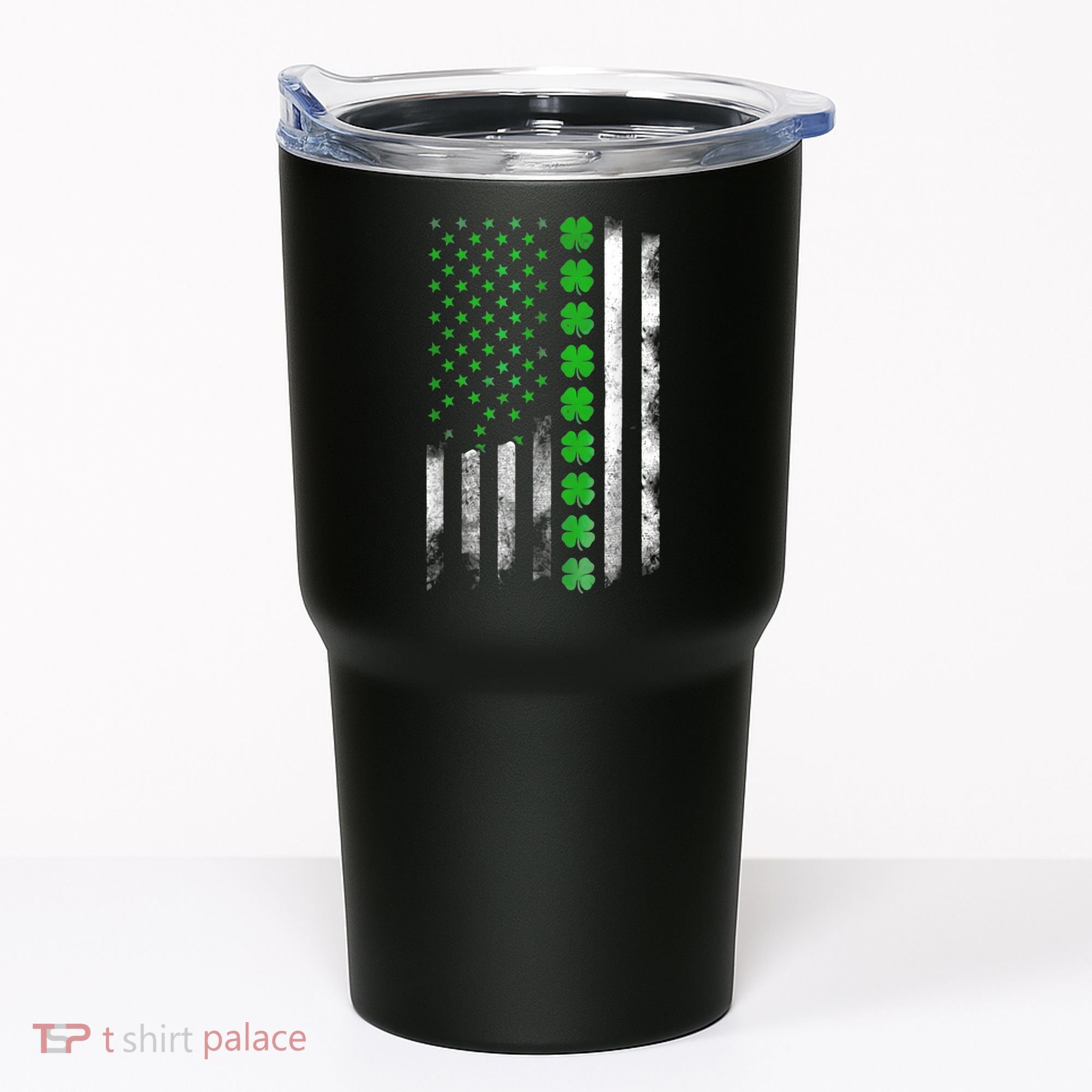 Irish American Flag Shamrock Clover Happy St Patrick's Day Tumbler