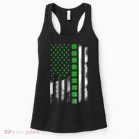 Irish American Flag Shamrock Clover Happy St Patrick's Day Women's Tank Top thumb 0