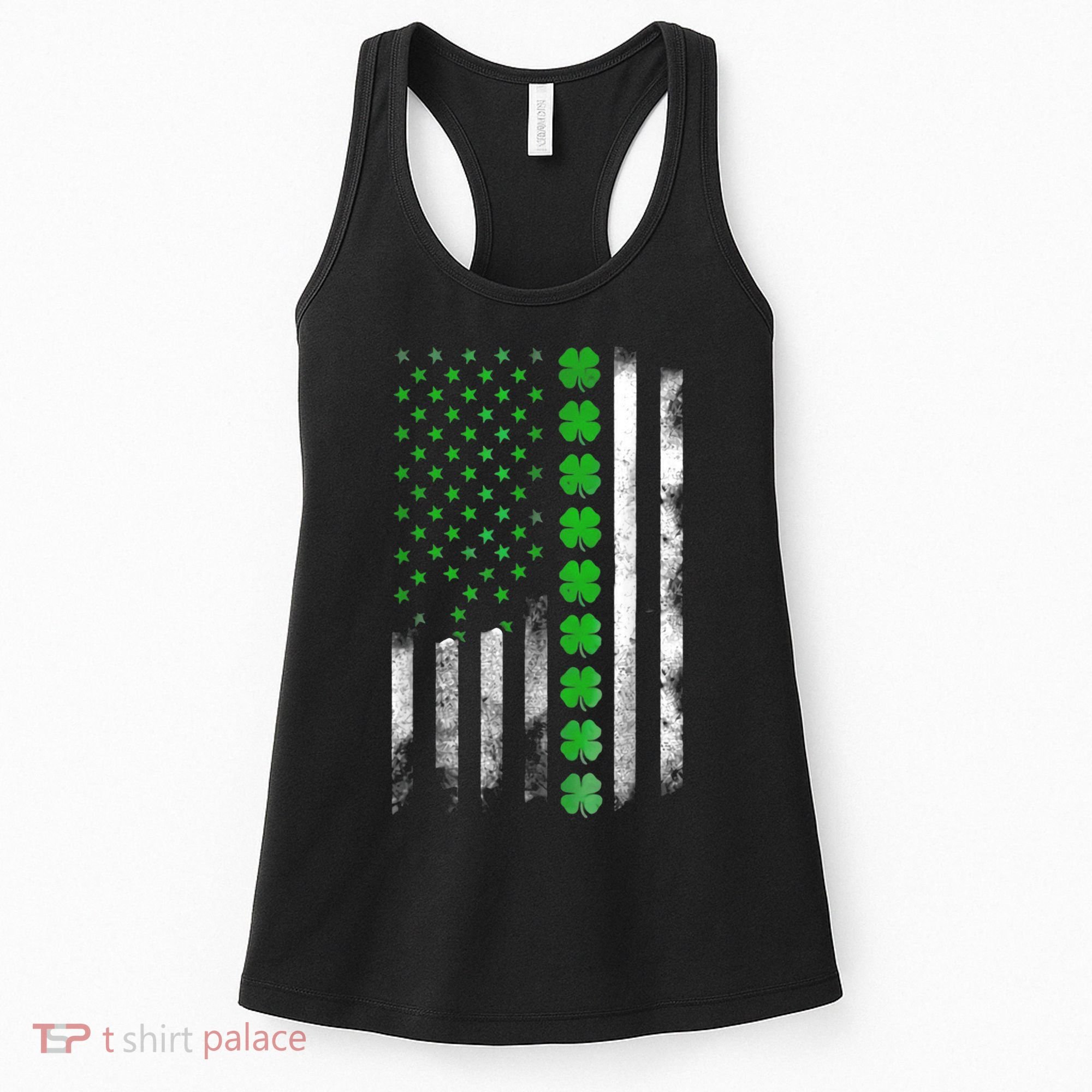 Irish American Flag Shamrock Clover Happy St Patrick's Day Women's Tank Top