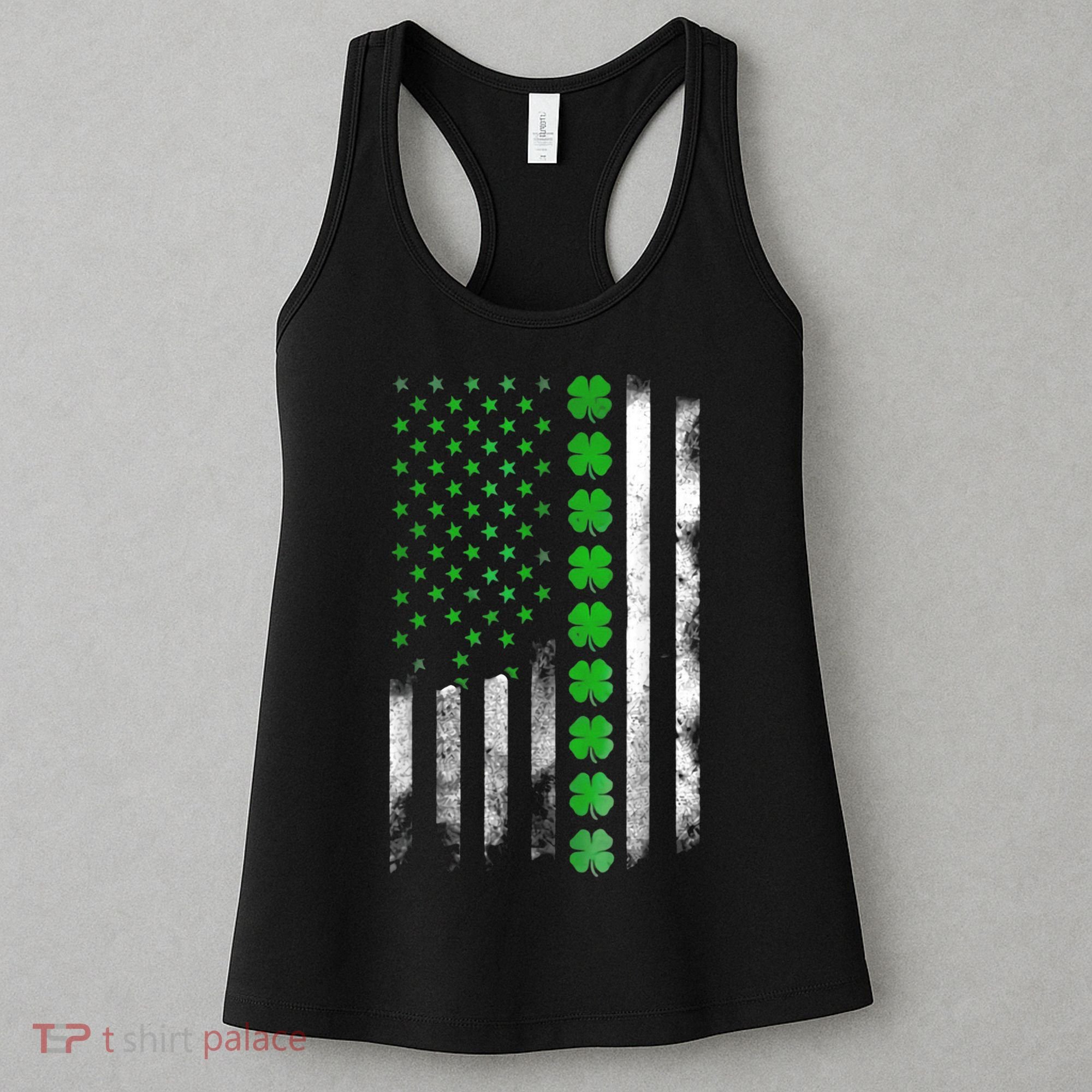 Irish American Flag Shamrock Clover Happy St Patrick's Day Women's Tank Top
