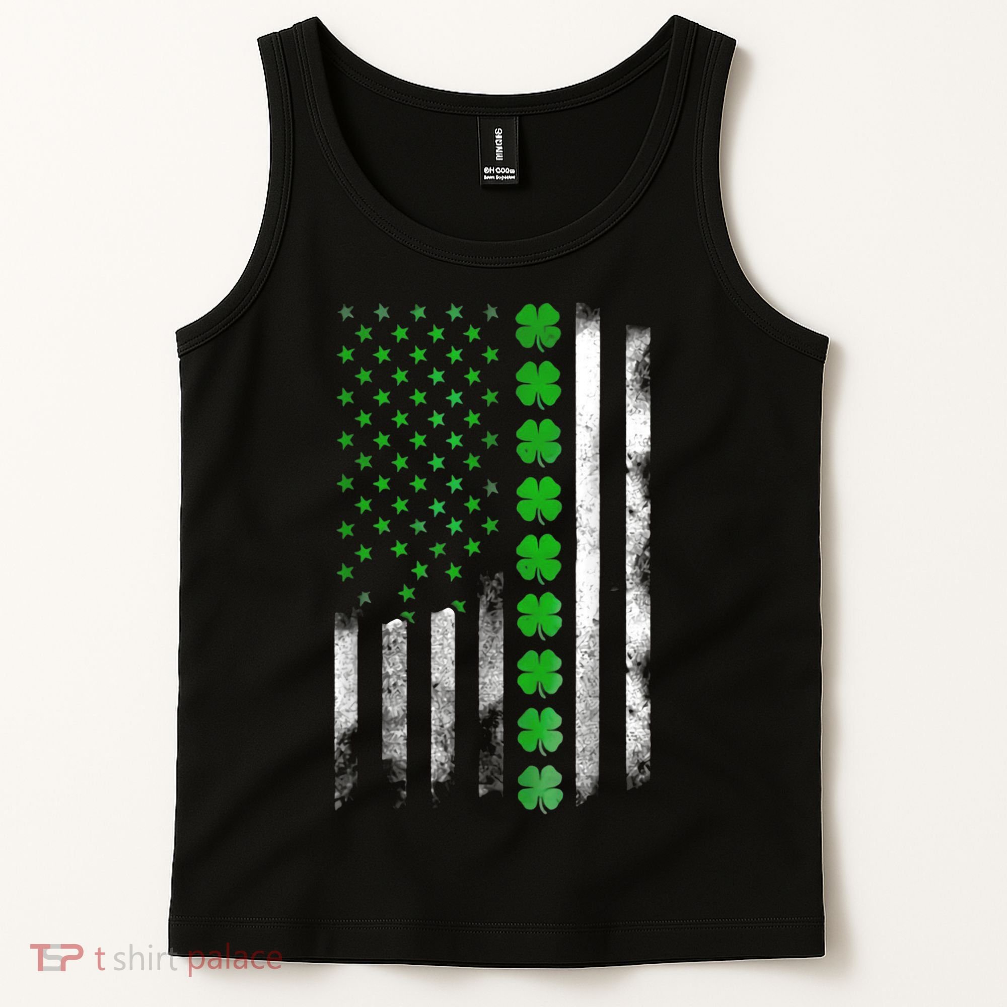 Irish American Flag Shamrock Clover Happy St Patrick's Day Tank Top