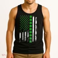 Irish American Flag Shamrock Clover Happy St Patrick's Day Tank Top thumb 3