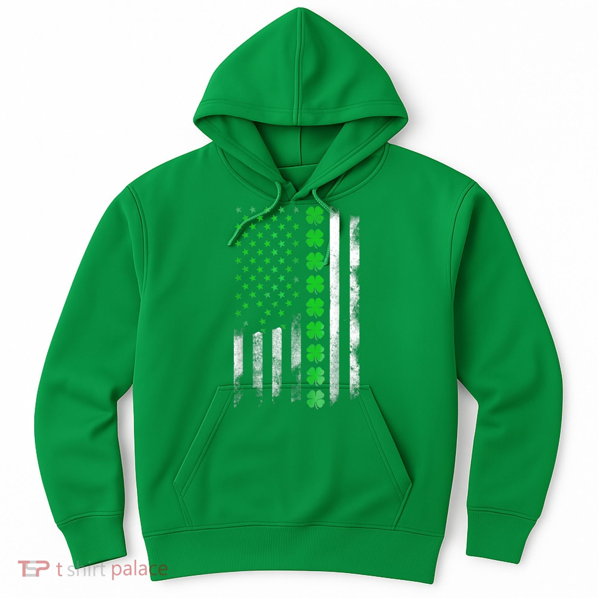 Irish American Flag Shamrock Clover Happy St Patrick's Day Hoodie