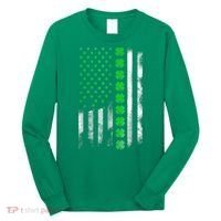 Irish American Flag Shamrock Clover Happy St Patrick's Day Long Sleeve Shirt thumb 0
