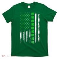 Irish American Flag Shamrock Clover Happy St Patrick's Day T-Shirt thumb 0